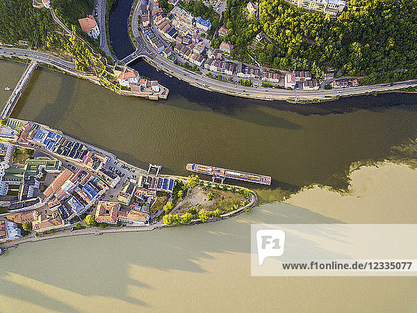 Germany  Bavaria  Passau  confluence of three rivers  Danube  Inn and Ilz