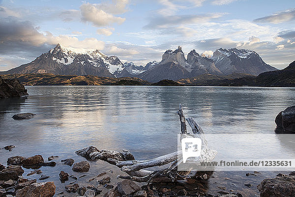 South America  Chile  Patagonia  Torres del Paine National Park  Cuernos del Paine  Lake Pehoe