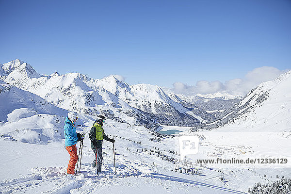 Austria  Tyrol  Kuehtai  two skiers in winter landscape