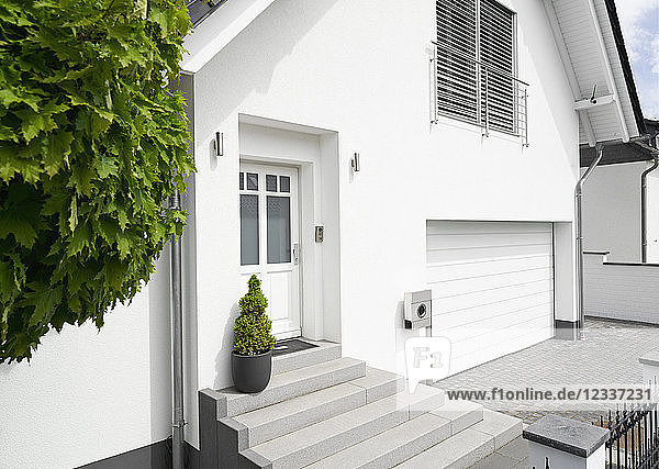 Germany  Cologne  entrance of white new built one-family house