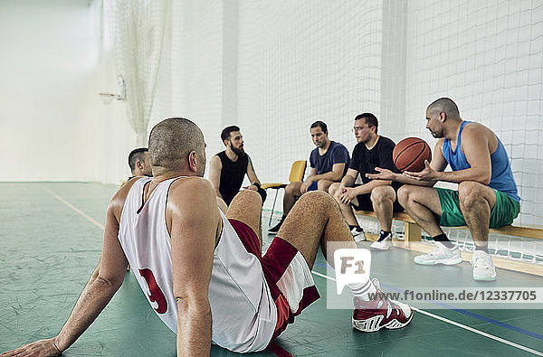 Basketball players during break