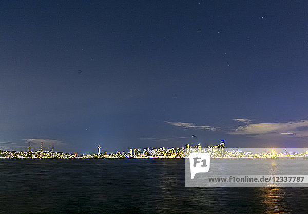 USA  Washington State  Seattle  Skyline at night