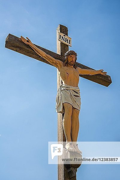 Kalvarienberg mit Christus am Kreuz  Birkenstein  Fischbachau  Oberbayern  Bayern  Deutschland  Europa