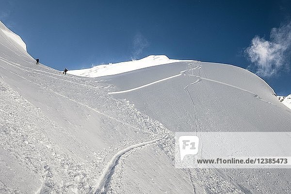 Snowboard avalanche  caused by a skier  Watzmannkar  fifth child  2225m  Watzmann  Berchtesgadener Alps  Bavaria  Germany  Europe