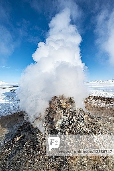 Steaming fumarole  solfatara in Hverarönd  also Hverir or Namaskard  geothermal area  North Iceland  Iceland  Europe