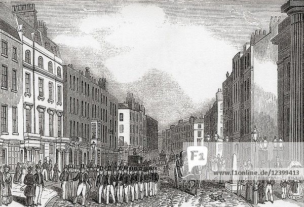 Bow Street  Covent Garden  Westminster  London  England. Seen here the Bow Street Runners  an early voluntary police force established by the magistrate Henry Fielding in 1749. From Old England: A Pictorial Museum  published 1847.