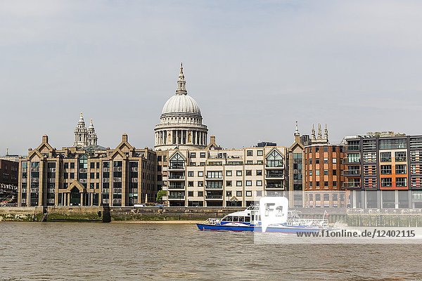A view of the River Thames and Saint Paul's Cathedral  England.