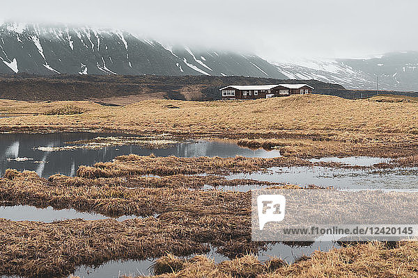 Iceland  landscape with single house