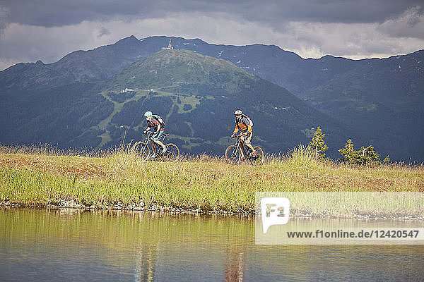 Austria  Tyrol  male and female mountainbiker
