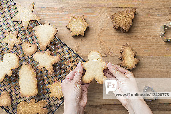 Woman's hands holding Gingerbread man