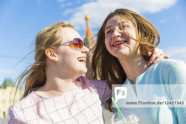 Russia  Moscow  teenage girls drinking a delicious frappe