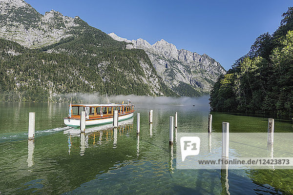 Germany  Bavaria  Berchtesgaden Alps  Lake Obersee  ferry