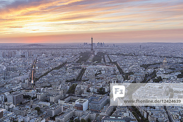 France  Paris  City view at sunset