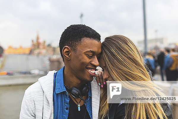 Russia  Moscow  multiracial couple  portrait in the city