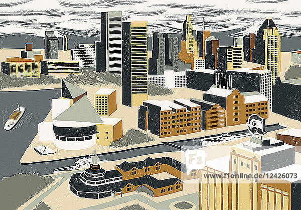 Illustration of Inner Harbor  Baltimore