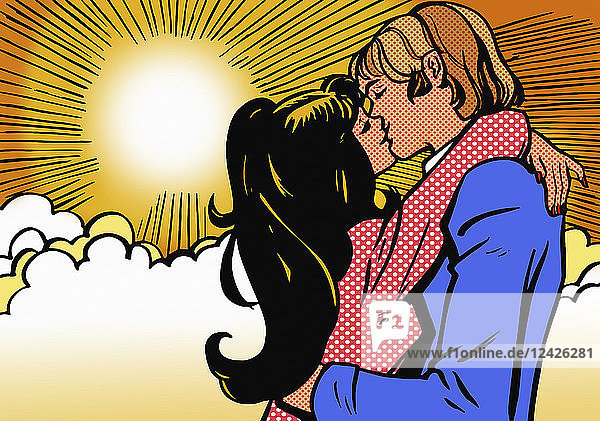 Junges Paar küsst sich im Sonnenschein