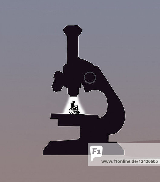 Disabled man under the microscope