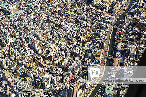 Stadtansicht von Tokio  Japan  aus der Vogelperspektive