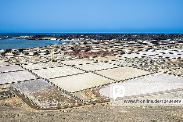 Salines (salt pans) of Janubio  Lanzarote  Canary Islands  Spain  Atlantic  Europe