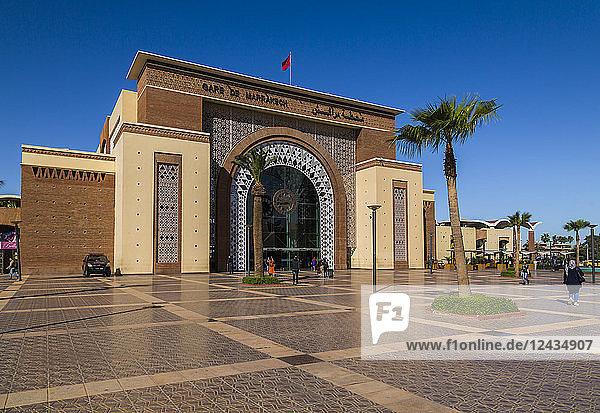 Ansicht des Zug- und Busbahnhofs (Gare Train Oncfon) Avenue Mohammed VI  Marrakesch  Marokko  Nordafrika  Afrika