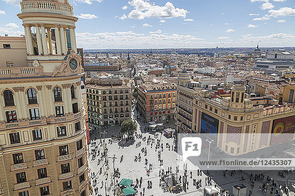 View of Plaza del Calao from elevated position  Madrid  Spain  Europe
