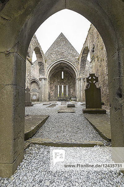 Ruins of the Cistercian Corcomroe Abbey The Burren County Clare Munster Republic of Ireland Europe