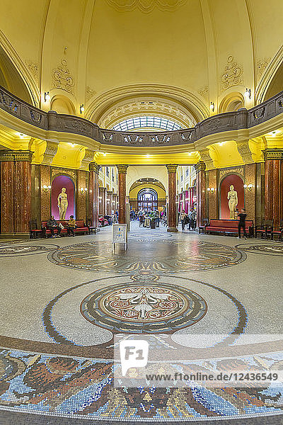 Ornate entrancinterior of Gellert Thermal Baths  Budapest  Hungary  Europe