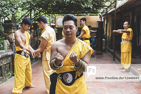 Vietnam  Hanoi  men exercising kung fu