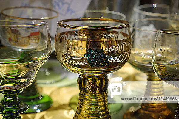 Germany  Bavaria  Franconia  Franconian wine glasses in a shop