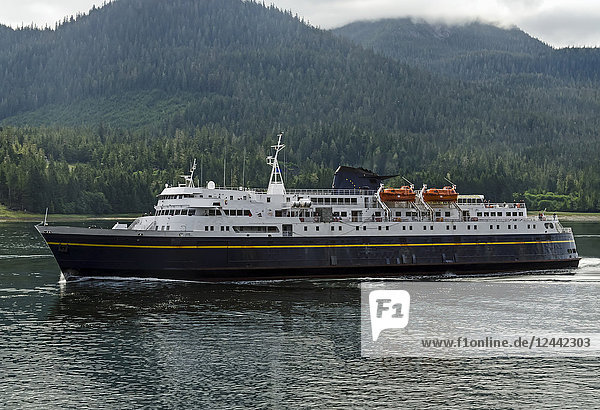 Alaska State Ferry M/V Matanuska heading North through Wrangell Narrows Southeast Alaska; Alaska United States of America