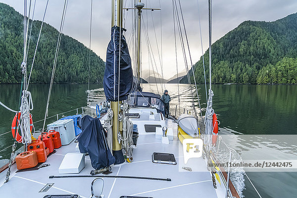 Sailing in the Great Bear Rainforest; Hartley Bay  British Columbia  Canada