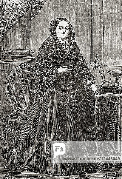 Princess Maria Christina of the Two Sicilies  1806 – 1878. Queen consort of Spain as the wife of Ferdinand VII and Regent of Spain as the mother of Isabella II  Queen of Spain. From Historia de los Crimenes del Despotismo  published 1870.