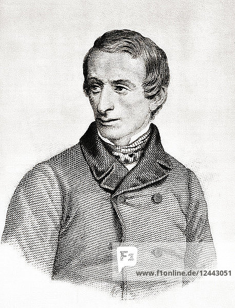 Giacomo Taldegardo Francesco di Sales Saverio Pietro Leopardi  1798 - 1837. Italienischer Philosoph  Dichter  Essayist und Philologe. Nach einem zeitgenössischen Druck.