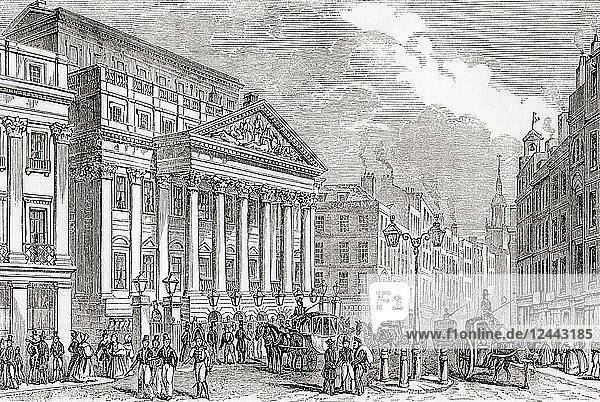 Mansion House  London  England  seen here in the early 19th century. It is the official residence of the Lord Mayor of London. From Old England: A Pictorial Museum  published 1847.