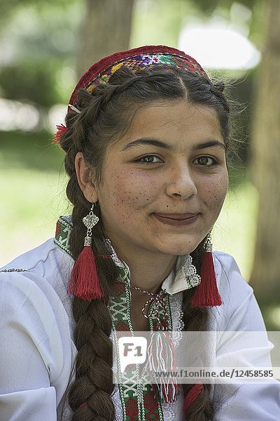 Portrait of a young Pamiri woman  Khorog  Tajikistan.
