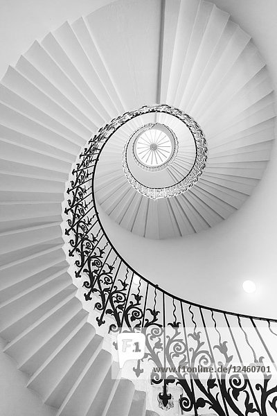 The Tulip Stairs At The Queens House,  Royal Museums,  Greenwich,  London,  United Kingdom.