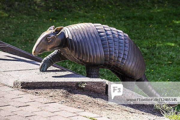Armadillo at the Childrenâ.s playground known as the Labyrinth in Doma Square beside the St. Peter's Church in Riga  Latvia  Europe.