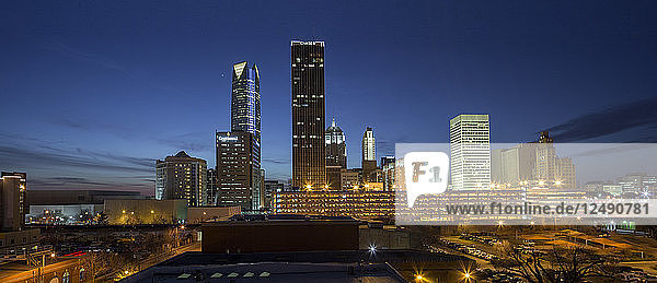 A seen of Oklahoma city skyline.