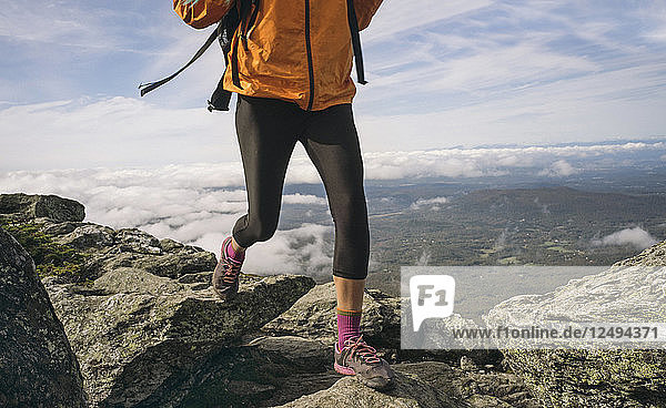 Woman Hiking On Mount Mansfield  Vermont