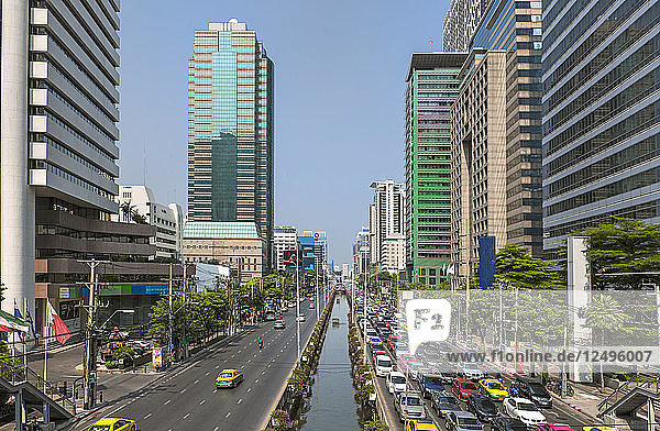 High Angle View of North Sathorn Road in Bangkok