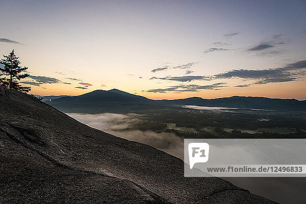 Sunrise and early morning fog from Cathedral Ledge State Park  NH