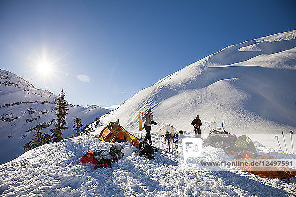 Winter camping in the Coast Mountains  British Columbia  Canada.