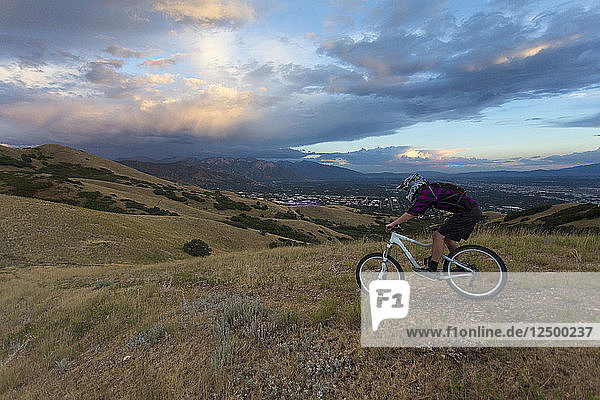 Biking in the foothills above Salt Lake City  Utah