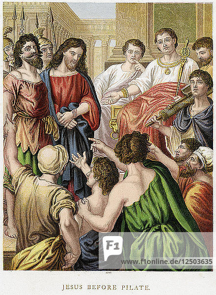 Jesus vor Pilatus  Mitte des 19. Jahrhunderts. Künstler: Unbekannt