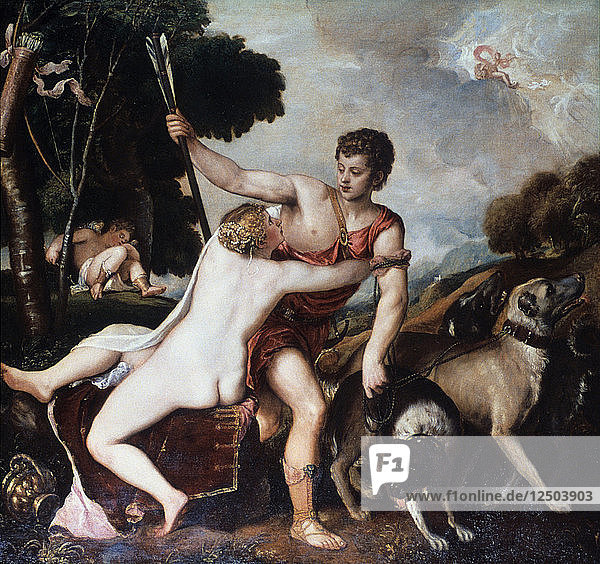Venus und Adonis  1553. Künstler: Tizian