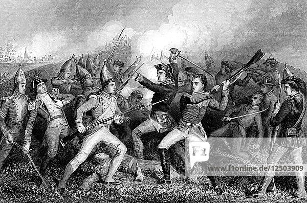 Schlacht von Bennington  Vermont  Amerikanischer Unabhängigkeitskrieg  16. August 1777. Künstler: Unbekannt