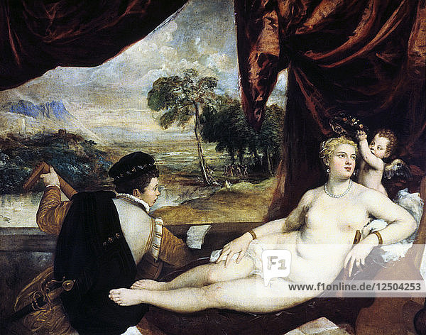 Venus und der Lautenspieler  um 1565-1570. Künstler: Tizian