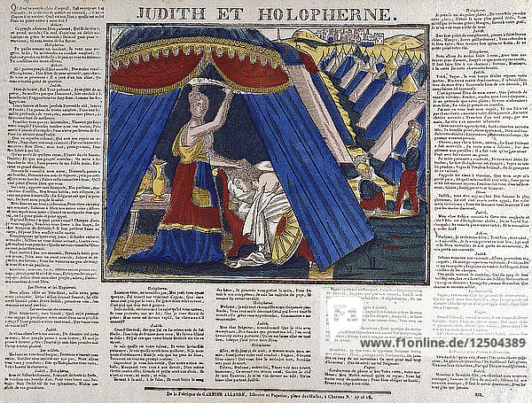 Judith tötet den assyrischen Feldherrn Holofernes  19. Jahrhundert. Künstler: Anon
