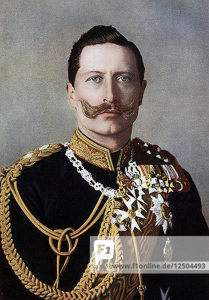 Wilhelm II.  Kaiser von Deutschland und König von Preußen  Ende des 19. bis Anfang des 20. Jahrhunderts. Künstler: Reichard & Lindner