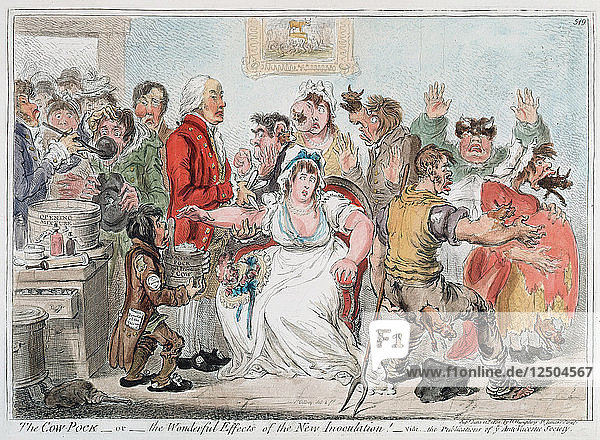 Gillray-Karikatur zur Pockenimpfung mit Kuhpockenserum  1802. Künstler: James Gillray
